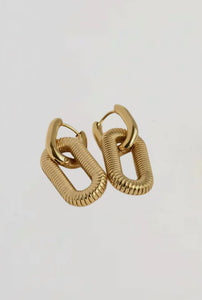 18k Gold Double Hoops - Waterproof Double Link Hoop Earrings